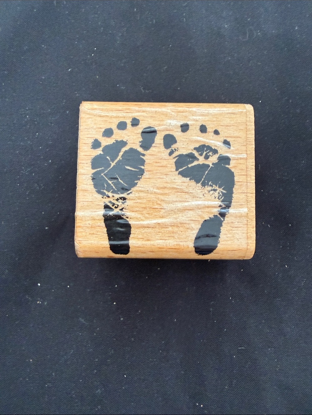 Wooden rubber stamp Footprint Stamp - Black Imprint